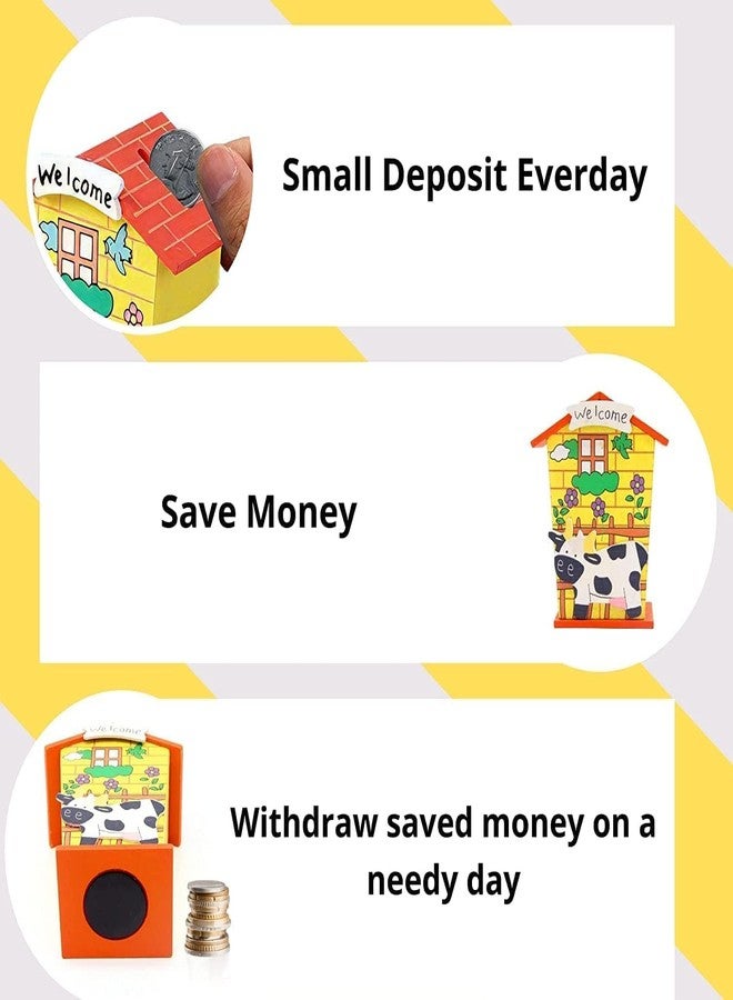 Artlicious 18pcs Wooden Piggy Banks for Kids, Savings Challenge Box, Cashbox,Cash Vault Wooden Savings Box Coin Banks - Return Gift for Kids Birthday Age 6-10 (Pack of 18) - Image 5